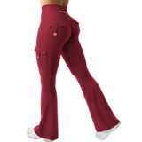 Leggings Yeoreo Workout Flare Com Bolsos De Cintura Alta Wine Xl