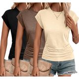 Camisas De Manga Curta Zeagoo Ruched Plus Size Para Mulheres X3