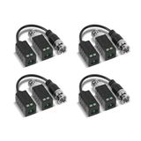 Kit 04 Balun Passivo Transmissor De Vídeo Cftv 4k Com Borne Intelbras Vb 500 P Acessório Conector Para Câmeras De Segurança