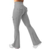Leggings Yeoreo Workout Flare Com Bolsos, Cintura Alta, Cinza Claro
