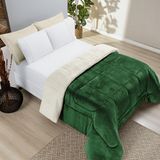 Coberdrom Apollo King Sherpa Pele De Carneiro + Manta Flannel 1 Peça - Verde Esmeralda