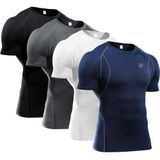 Camisetas De Compressão Neleus Para Exercícios Masculinos, Pacote Com 4 Unidades — Tamanho S