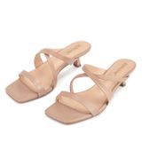 Sandálias De Salto Alto Isnom Nude Strappy Kitten Heels Para Mulheres