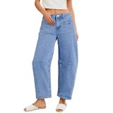 Jeans Astylish Wide Leg Woman, Elástico, Cintura Alta, Tamanho 12, Azul
