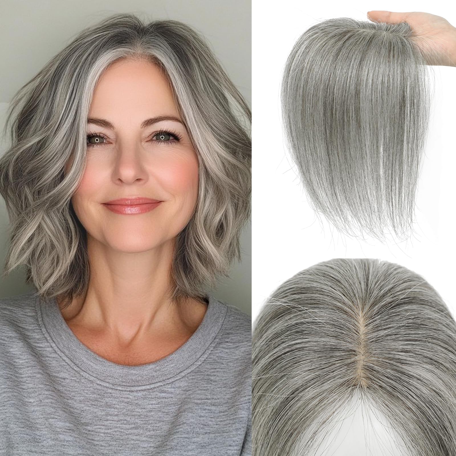 Toppers De Cabelo Elevave 360° 3d Cover Middle Bangs Real Human Hair