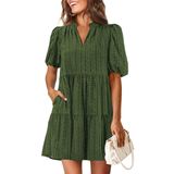 Vestido Kirundo Eyelet Summer Para Mulheres Com Decote Em V E Bolsos