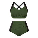 Roupa De Banho Feminina Hanna Nikole, 2 Peças, Preta E Verde Militar, 22+