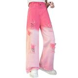 Jeans De Perna Larga Sangtree Para Meninas Com Cintura Elástica De 6 A 7 Anos