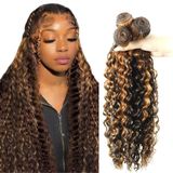 Pacotes De Cabelo Diexrlamx Brown Deep Wave 56-66cm 300g 8a