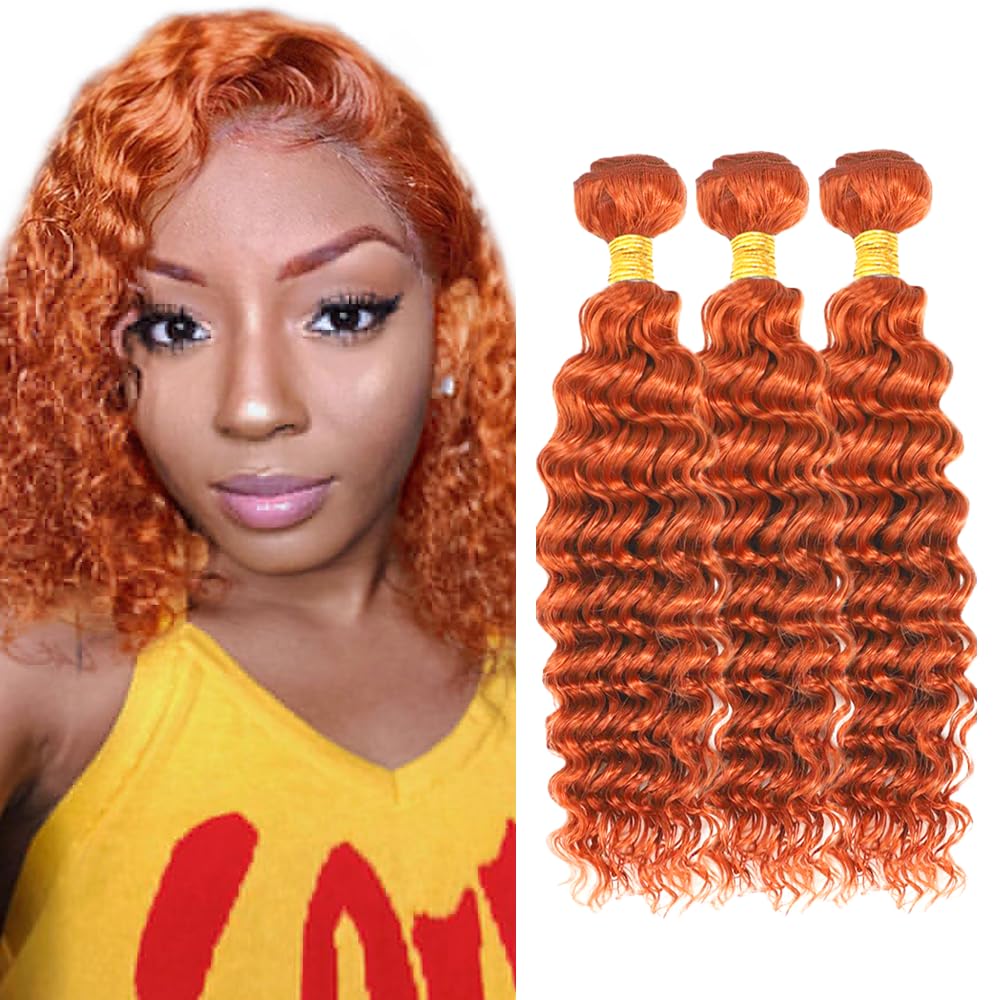 Pacotes De Cabelo Ladrxadr Ginger Deep Wave 350 30cm 3 Pacotes