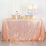 Toalha De Mesa Shinybeauty Rose Gold Sequin 72 X 72 Polegadas Para Festa X2