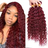 Pacotes De Cabelo Vinmdonm Burgundy Water Wave 99j 50-60cm 3 Pacotes