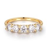 Banda De Aniversário Moosea Moissanite 5 Stone Preenchida Com Ouro 14k