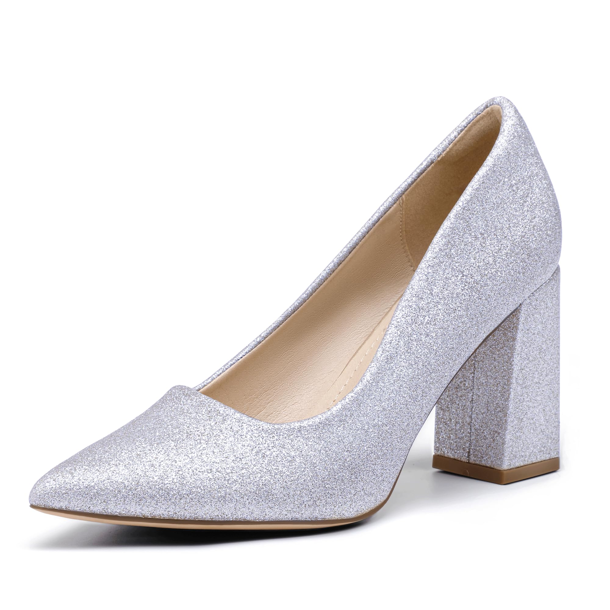 Saltos Idifu In3 Prateados Com Bico Fechado Para Mulheres, Salto De 7,5 Eua 3,2 Polegadas