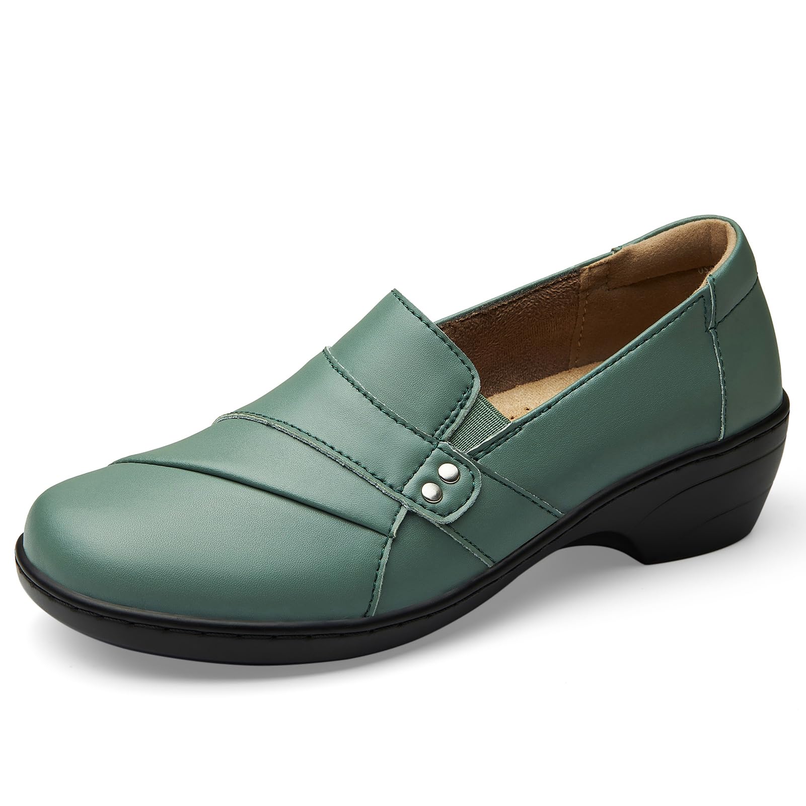 Sapatos Kordal Loafers Slip-ons De Couro Verde Para Mulheres 10.5us