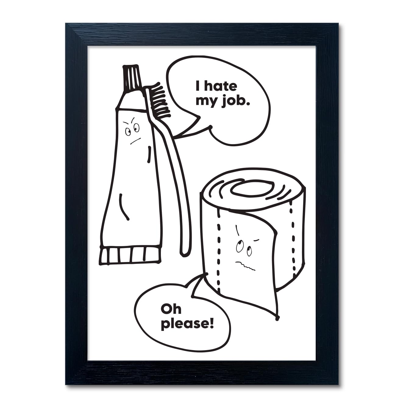 Wall Art Senlifa Art Funny Banheiro Emoldurado Em Preto E Branco