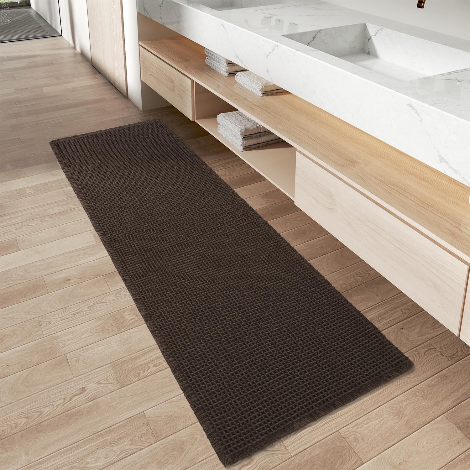 Tapete De Banho Amoami Waffle Runner Rug 43x122cm Chocolate