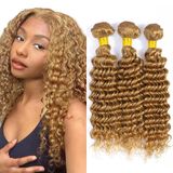 Pacotes De Cabelo Raivide Honey Blonde Deep Wave #27 60cm 3x100g