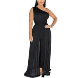 Macacão Feminino Chicyes, De Um Ombro, Elegante, Plus Size, Preto