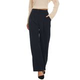 Calças Femininas Funyyzo, Pernas Largas, Cintura Alta, Trabalho Comercial