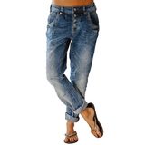Jeans Flamingals, Elástico, Perna Reta, Azul Médio, Xs