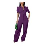 Macacão Ysintl Feminino Com Cintura Alta E Pernas Largas
