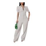 Macacão Ysintl Feminino Com Cintura Alta E Pernas Largas