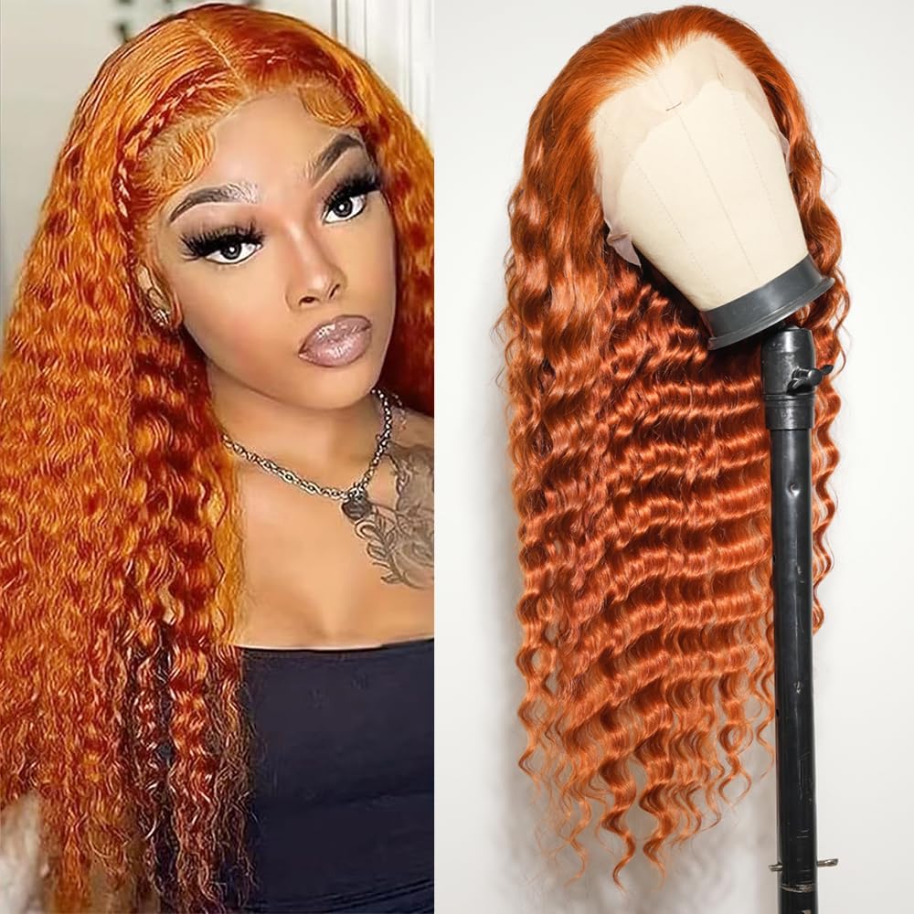 Peruca Bilisar Ginger Orange Deep Wave 18" 200% De Densidade