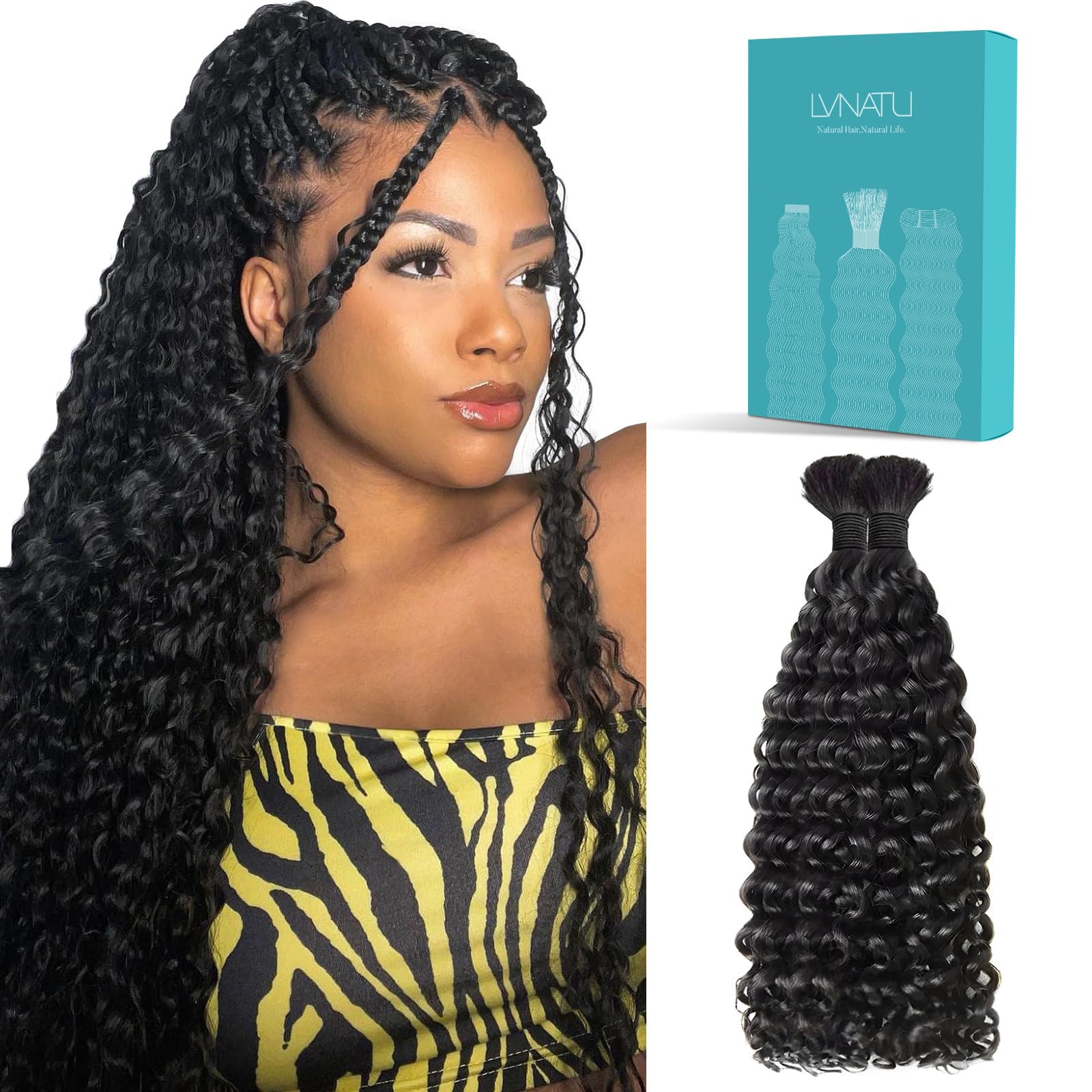 Braiding Hair Lvnatu Boho Human Curly Bulk 22 Polegadas 100g 2 Pacotes
