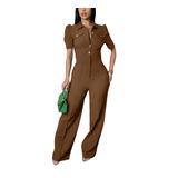 Macacão Ysintl Feminino Com Cintura Alta E Pernas Largas