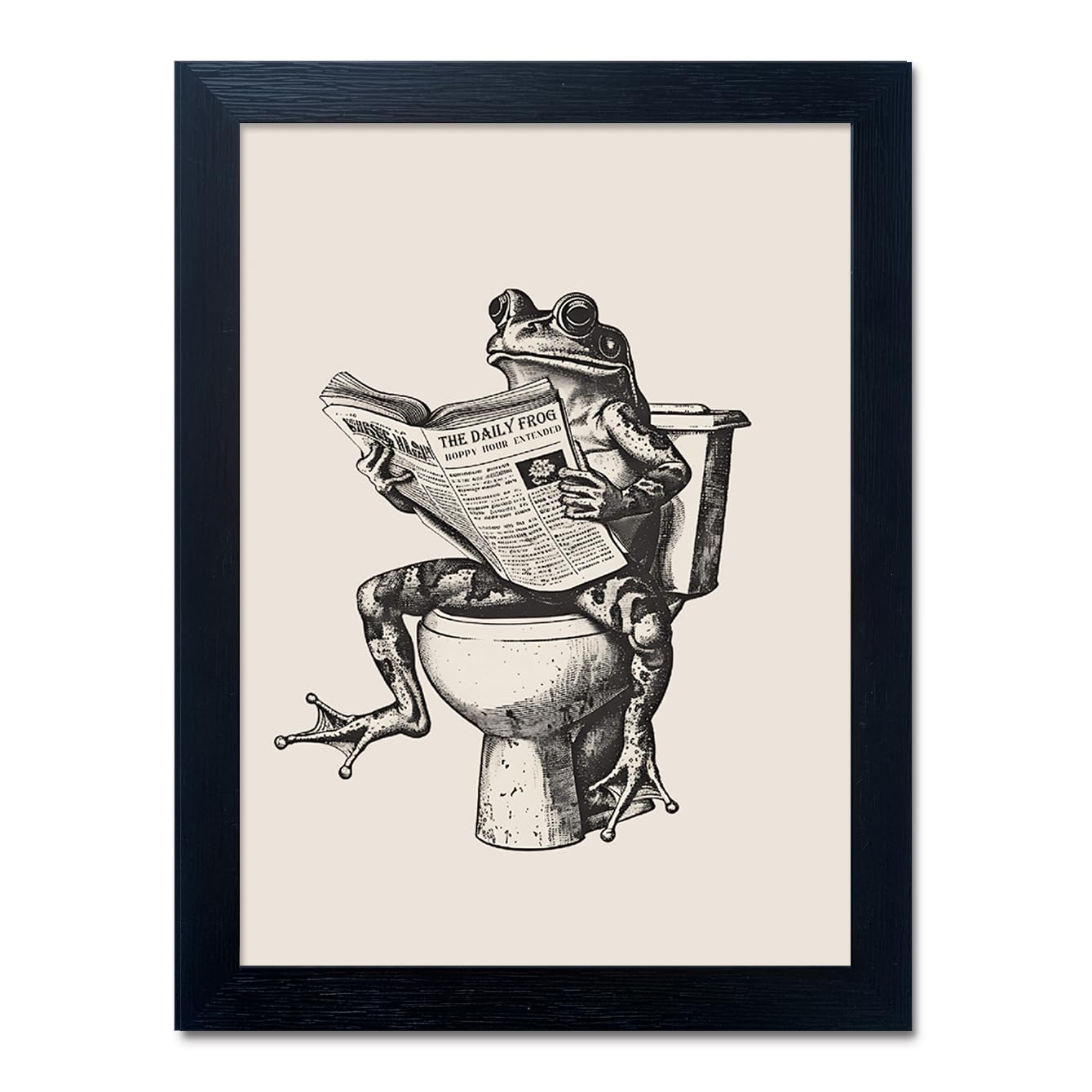 Wall Art Senlifa Art Funny Frog On Toilet Lendo Jornal