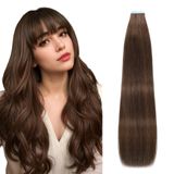 Fita Adesiva Em Extensões De Cabelo Lveyan Human Hair 22cm Brown 50g