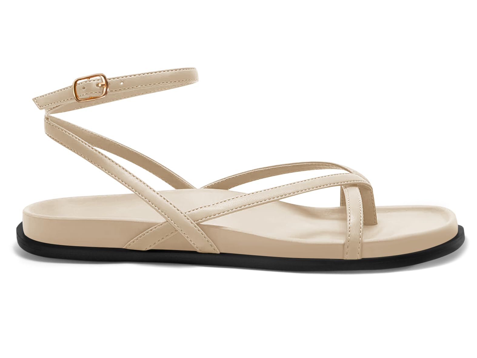 Sandálias Planas Coutgo Femininas Com Tiras, Chinelo, Alça De Tornozelo