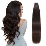 Fita Adesiva Em Extensões De Cabelo Lveyan 22 Cm, Marrom Escuro, 20 Unidades, 50 G/pacote