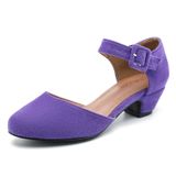 Sapatos Femininos Liuruijia, Vestido De Salto Baixo, Com Alça No Tornozelo, Roxo 44