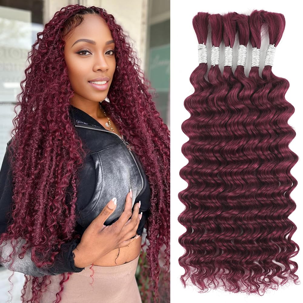 Human Braiding Hair Renyarch 99j Burgundy 20cm 150g 6 Pacotes