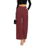 Calças Largas Funyyzo, Elástico De Cintura Alta, Elástico, Para Trabalho Feminino
