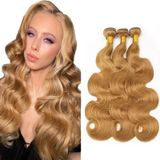 Pacote De Cabelo Auokmar Honey Blonde Body Wave #27 35cm 3x100g