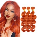 Pacotes De Cabelo Ladrxadr Ginger Body Wave 350 Orange 40cm