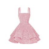 Vestido De Boas-vindas Dessiny Rosa Claro Com Lantejoulas Em Camadas 2025