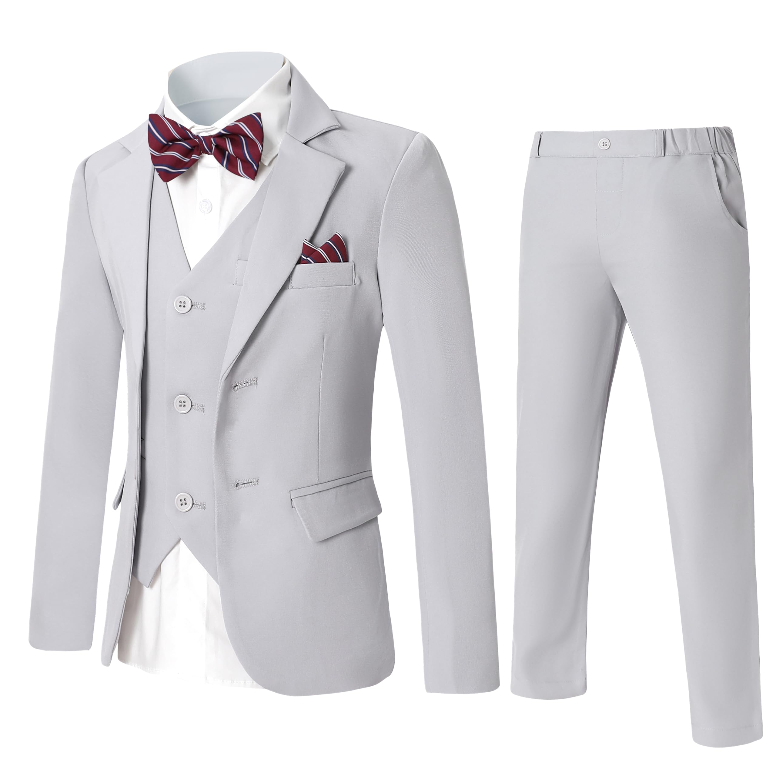 Suit Disaur Grey Para Meninos De 6 A 7 Anos, Jaqueta, Colete