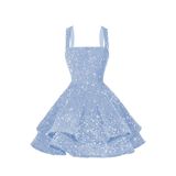 Vestido De Boas-vindas, Dessiny Sparkly Sparkly, Em Camadas, Azul Evasê