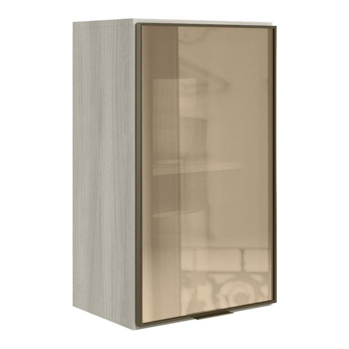 Armario Aereo 1 Porta Vidro Mdf 40 Cm Kali 1220261 Bianco Toq Nicioli