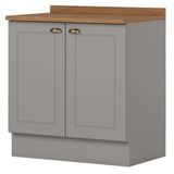 Balcao Com Tampo 2 Portas 80cm Americana Cinza Nature Henn