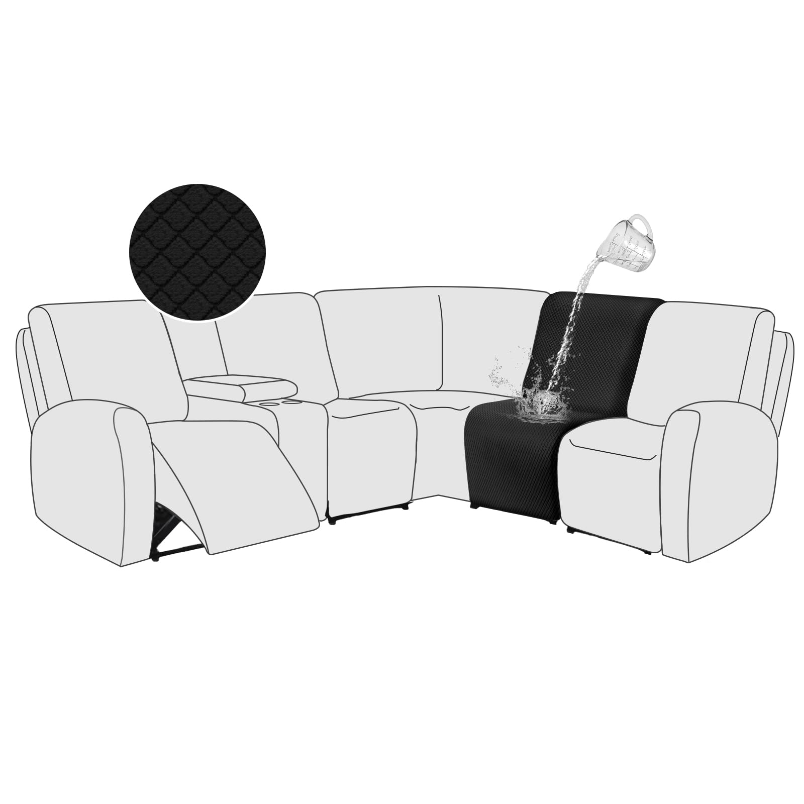 Capa De Sofá Reclinável Secional Aliecom Impermeável Preta