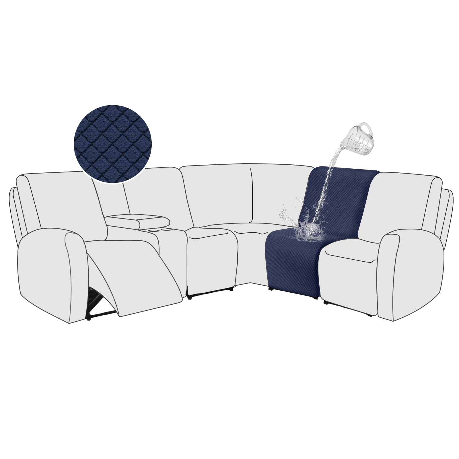 Capa De Sofá Reclinável Secional Aliecom Impermeável Azul Marinho