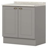 Balcao Com Tampo 2 Portas 80 Cm Americana Cinza Calcare Henn