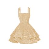 Vestido De Boas-vindas Dessiny Sparkly Sparkly Sequin Em Camadas A-line 2025