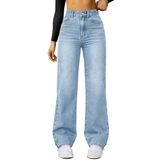 Jeans Funuca, Perna Reta, Cintura Alta, Perna Larga, Para Mulheres
