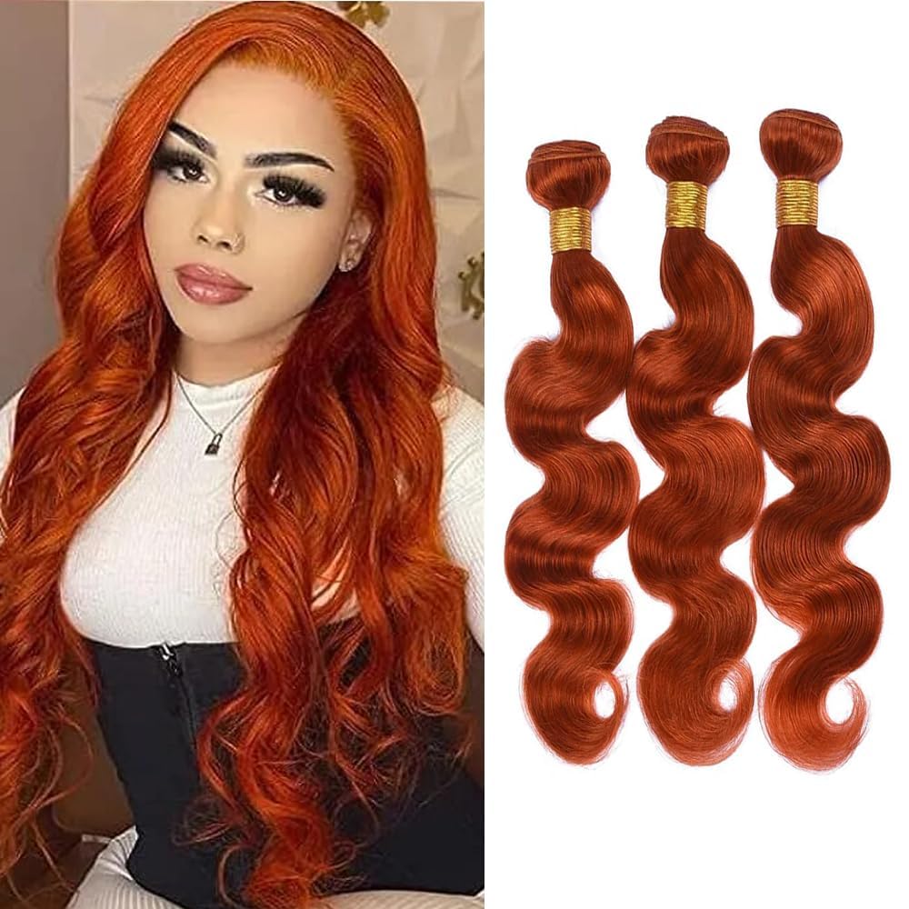 Pacotes De Cabelo Condescension Body Wave Ginger Orange 25-35cm